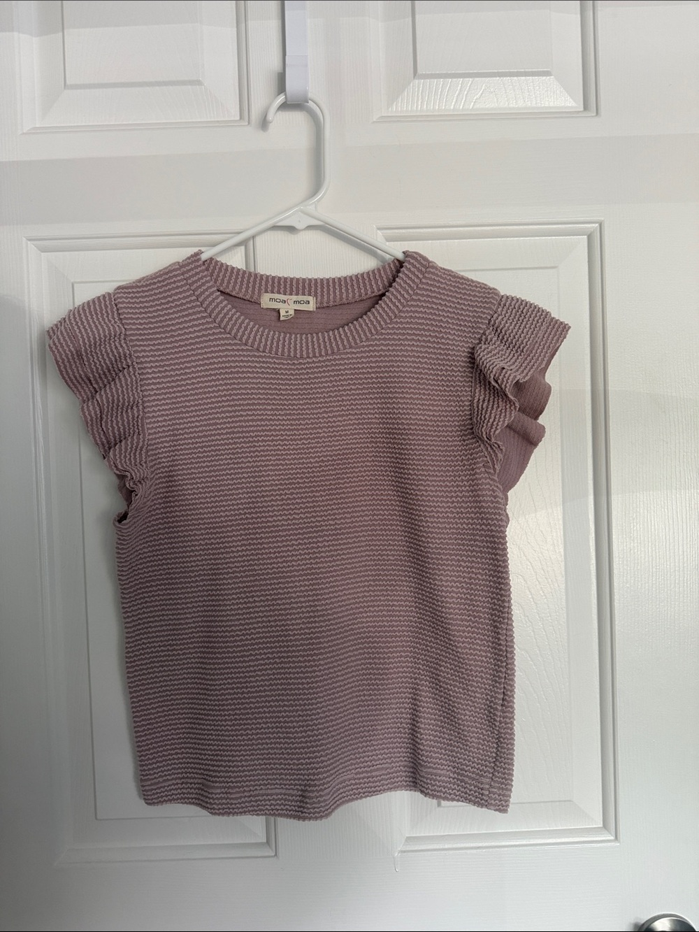 Moa Moa Dusty Mauve Ruffle Sleeve Knit Top
